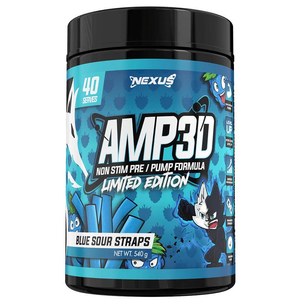 Nexus Sports Nutrition Amp3d Pre - Workout 40 Serves Blue Sour Straps