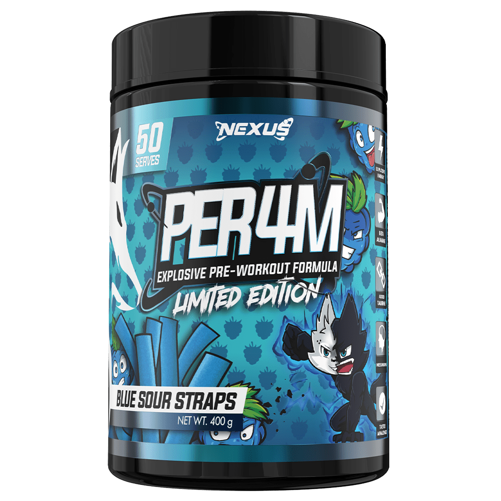 Nexus Sports Nutrition Per4m Pre - Workout 50 Serves Blue Sour Straps