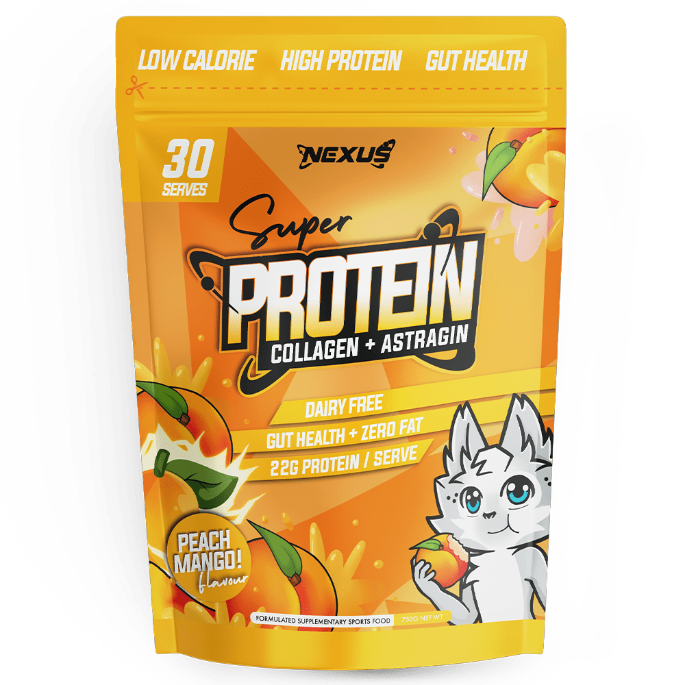 Nexus Sports Nutrition Super Protein Collagen + Astragin Protein Powder 30 Serves Peach Mango