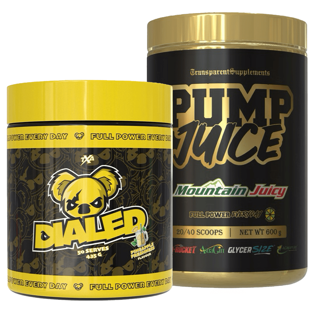 Dialed & Juicy Pre - workout Stack Pre - Workout Pineapple Freshness Strawberry Kiwi