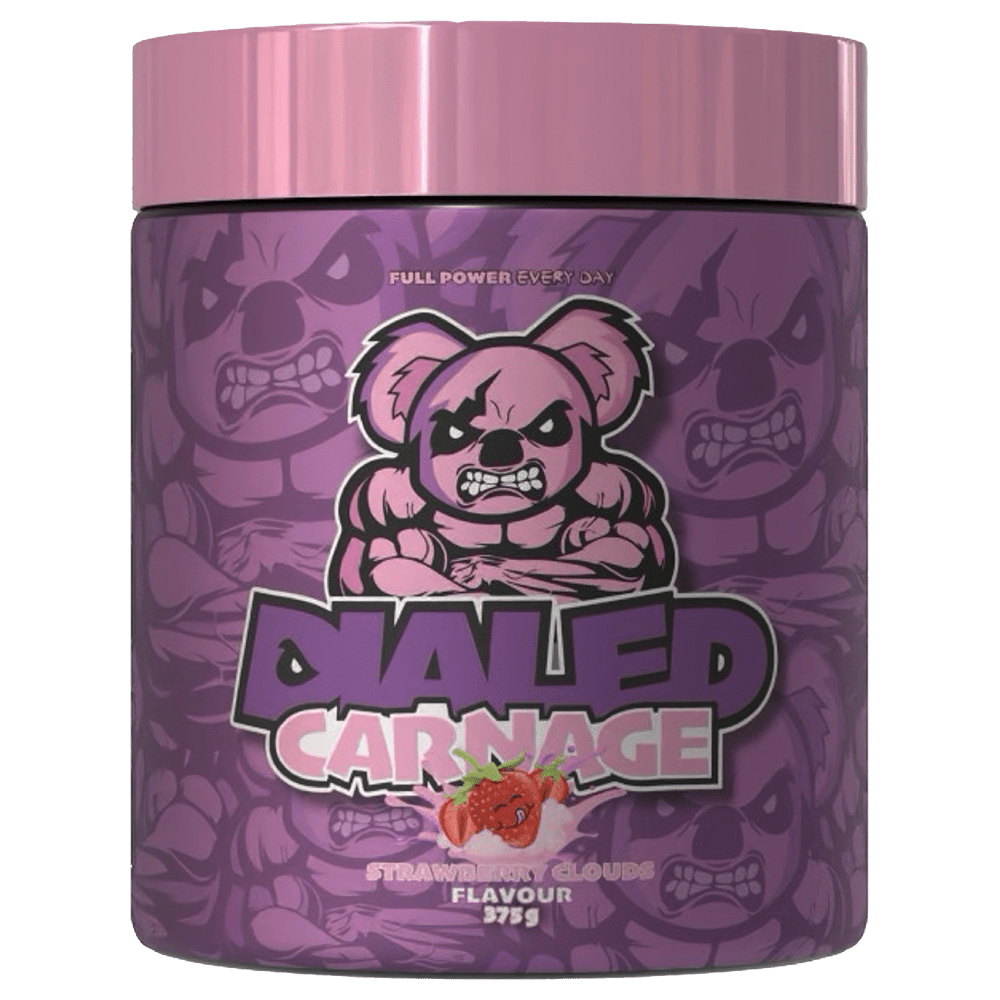 The X Athletics Dialed Carnage Pre - Workout 25 Serves Strawberry Clouds