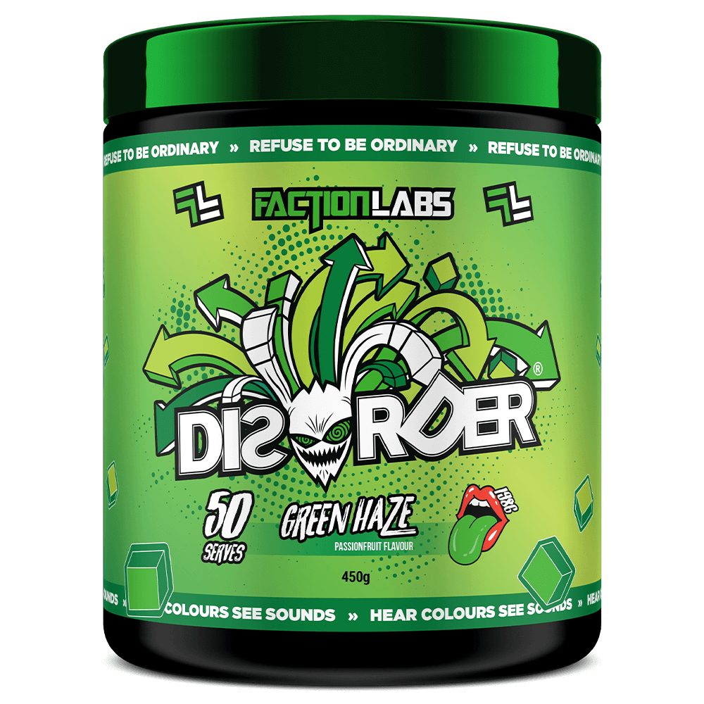 Faction Labs Disorder Pre-Workout 50 Serves Green Haze - Passionfruit