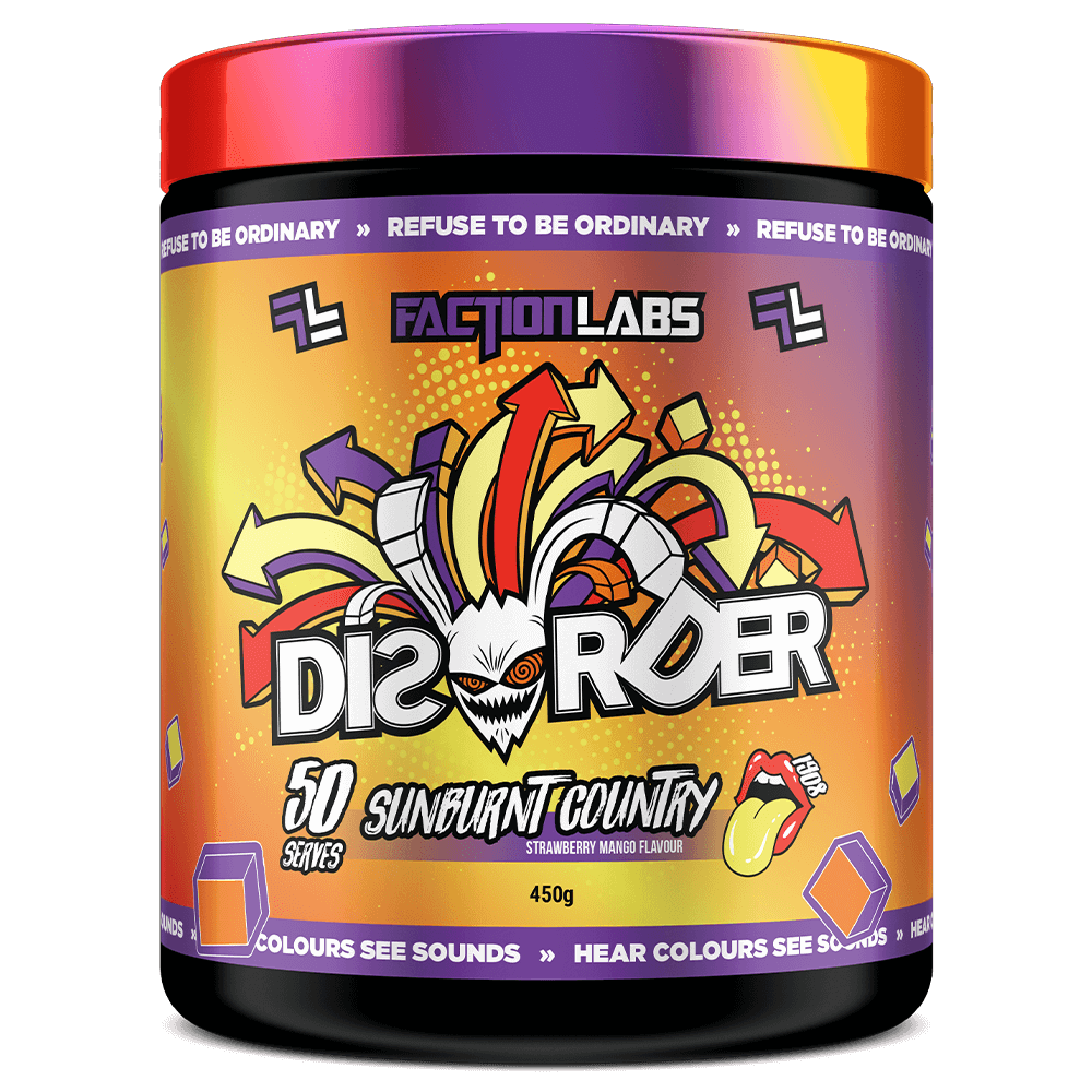 Faction Labs Disorder Pre-Workout 50 Serves Sunburnt Country - Strawberry Mango