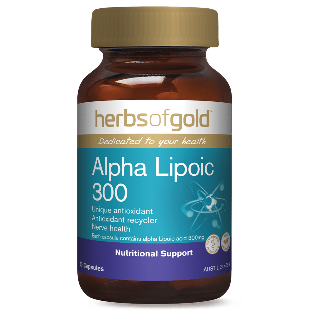 Herbs of Gold Alpha Lipoic 300 Vitamins 60 Capsules