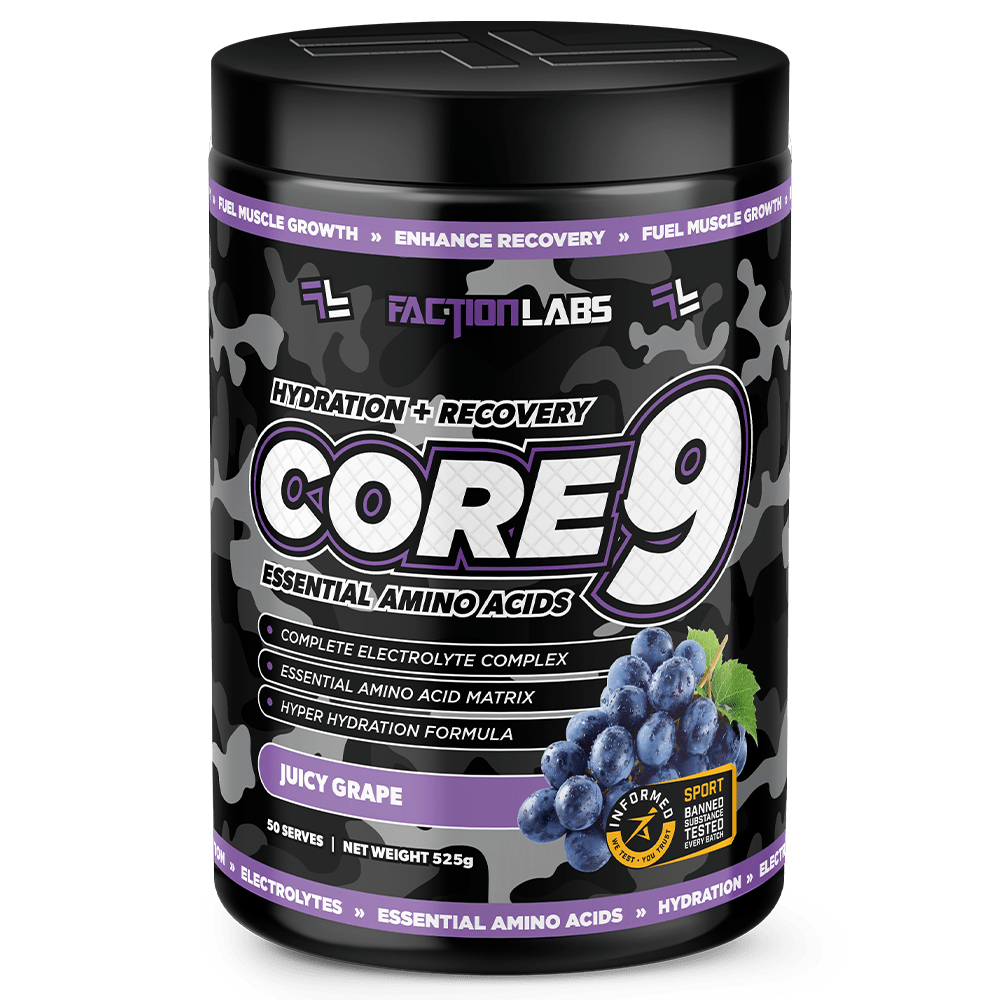 Faction Labs Core 9 EAA + BCAA Aminos 50 Serves Juicy Grape