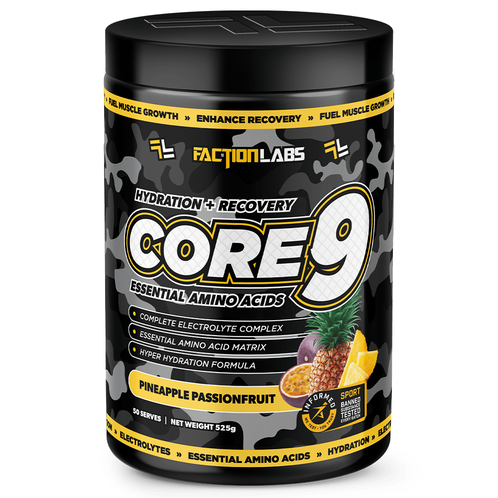 Faction Labs Core 9 EAA + BCAA Aminos 50 Serves Pineapple Passionfruit