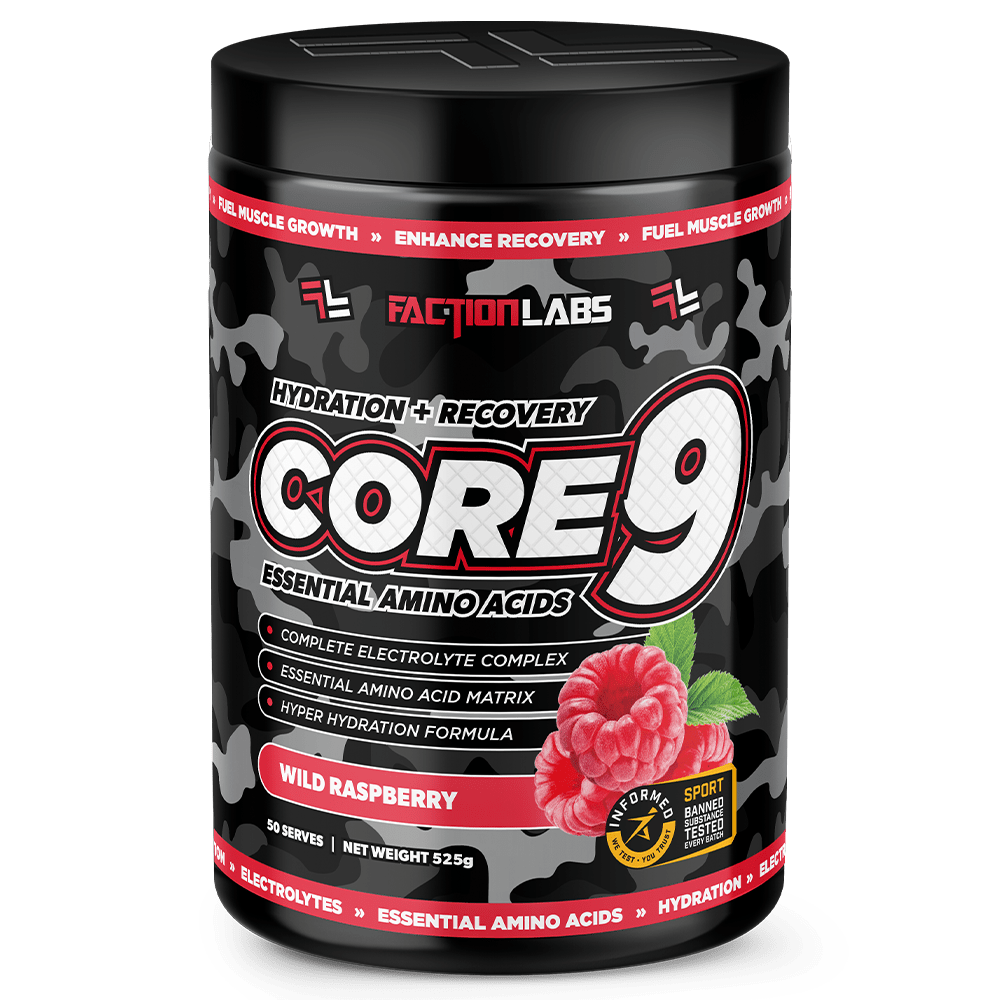 Faction Labs Core 9 EAA + BCAA Aminos 50 Serves Wild Raspberry