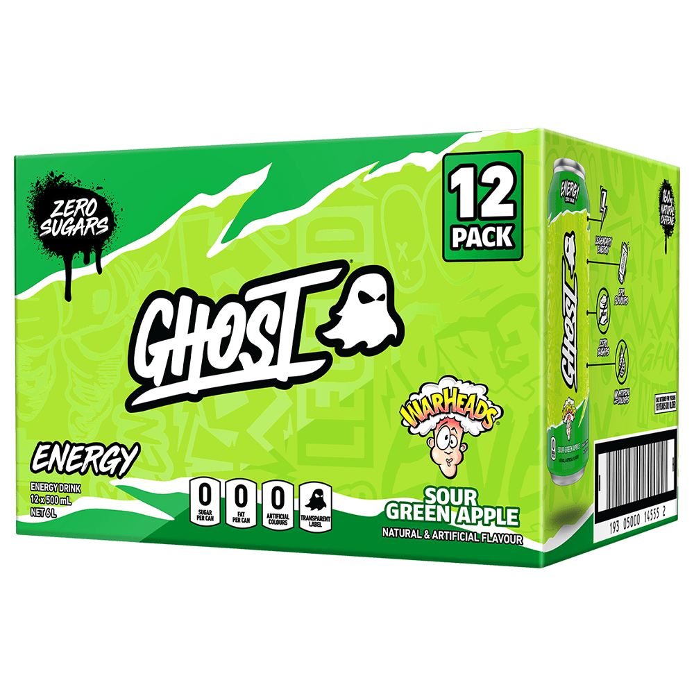 Ghost Energy 12pk Case Energy Drink Warheads Sour Green Apple