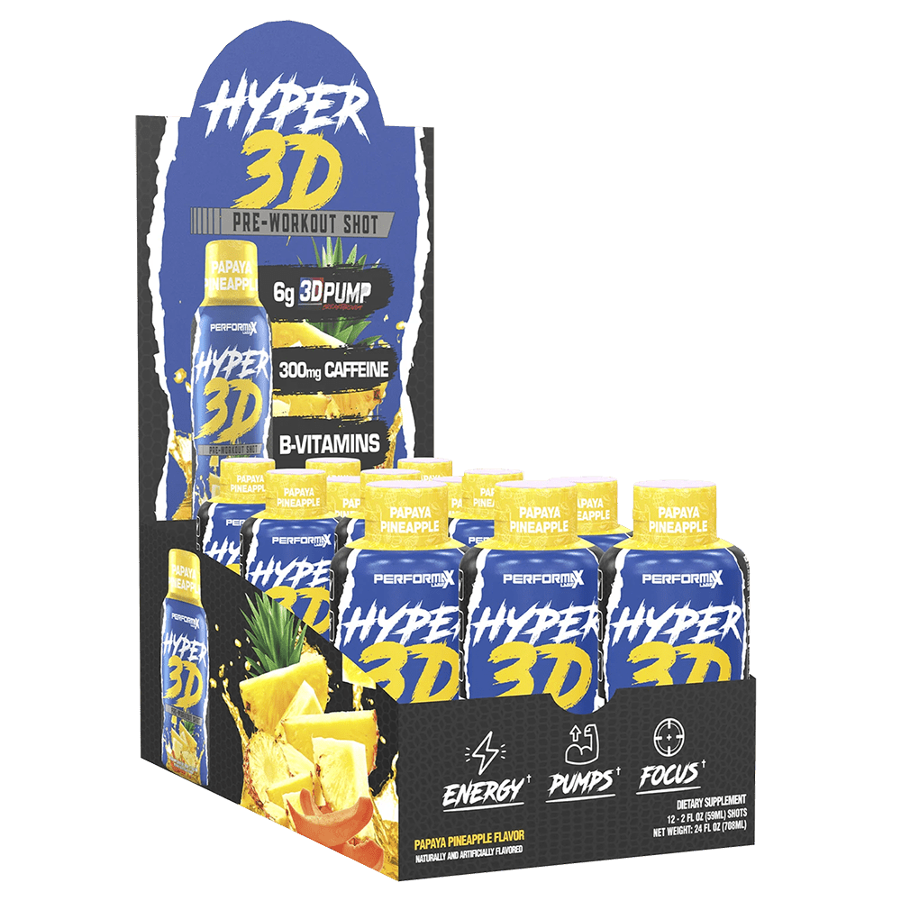 Performax Labs Hyper - 3D Pre - Workout Shot Pre - Workout 1 Bottle Papaya Pineapple