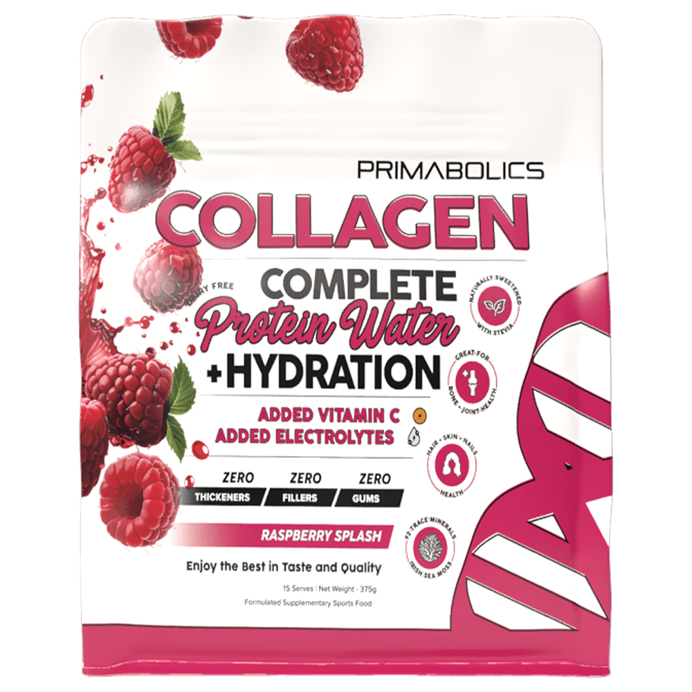 Primabolics Complete Collagen Protein Water + Hydration Protein Powder 15 Serves Raspberry