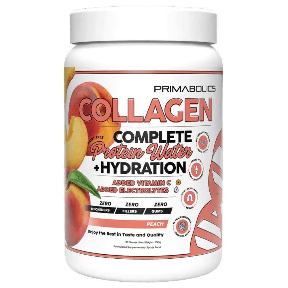 Primabolics Complete Collagen Protein Water + Hydration Protein Powder 30 Serves Peach