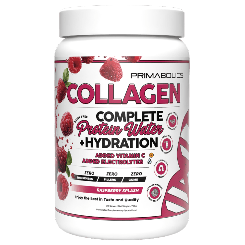 Primabolics Complete Collagen Protein Water + Hydration Protein Powder 30 Serves Raspberry
