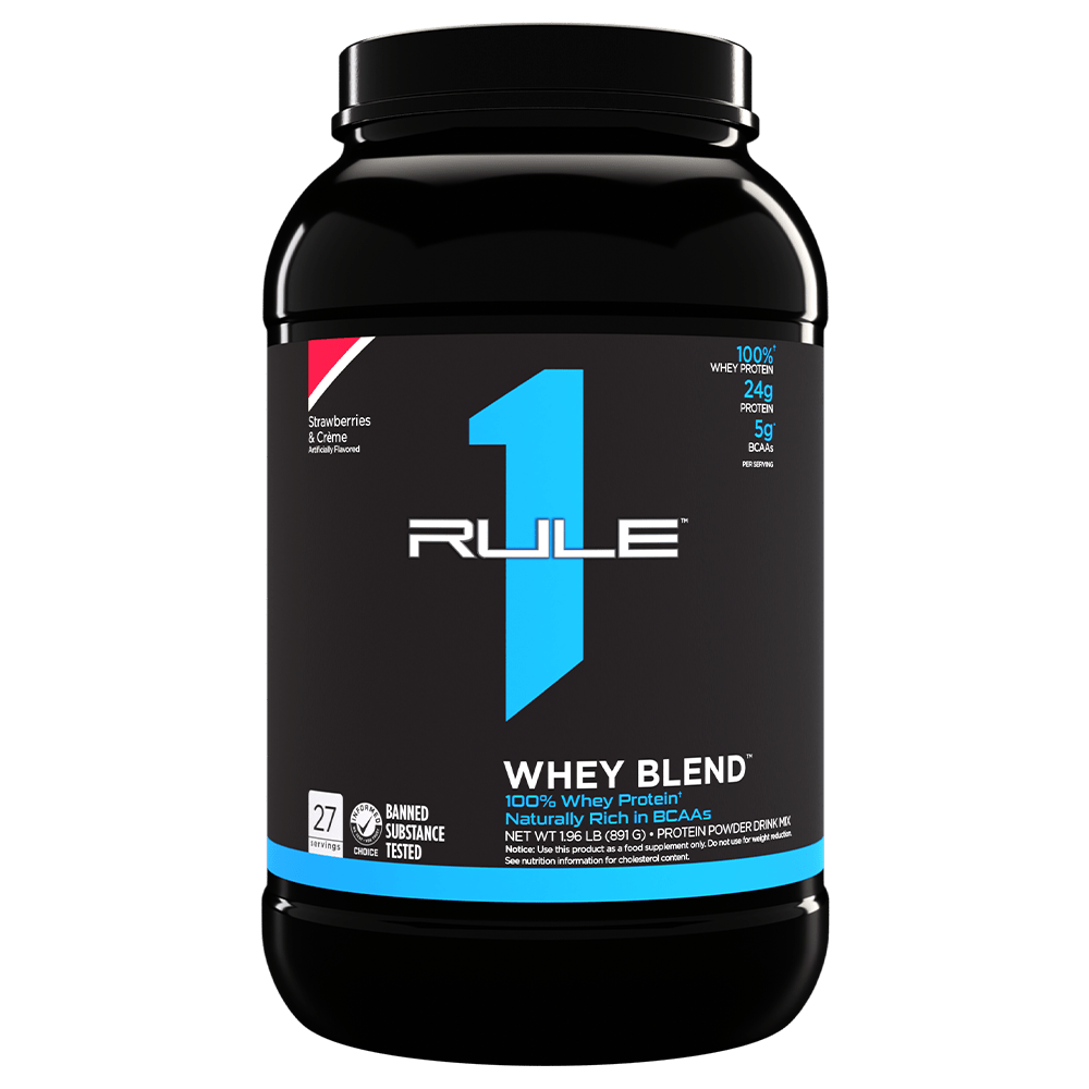 Rule 1 Whey Blend Protein Powder 26 Serves Strawberries & Creme