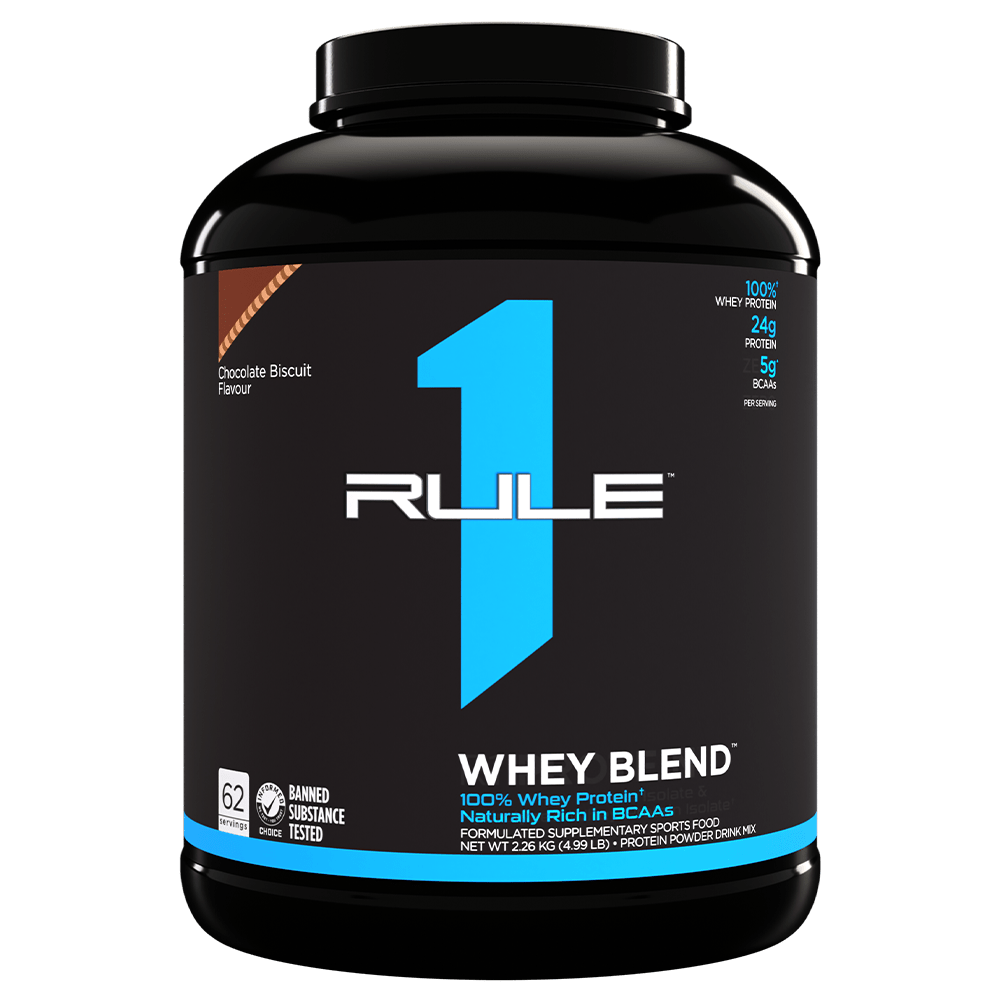 Rule 1 Whey Blend Protein Powder 64 Serves Chocolate Biscuit