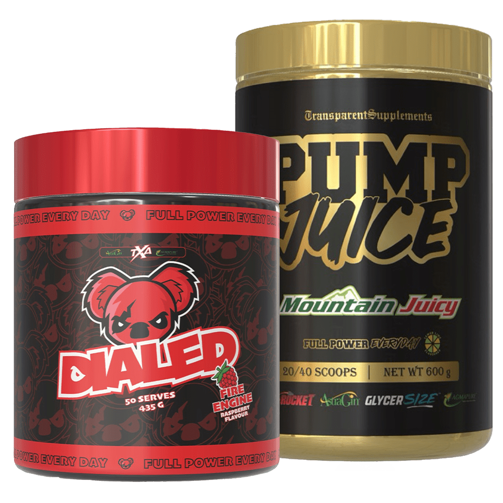 Dialed & Juicy Pre - workout Stack Pre - Workout Fire Engine Raspberry Strawberry Kiwi