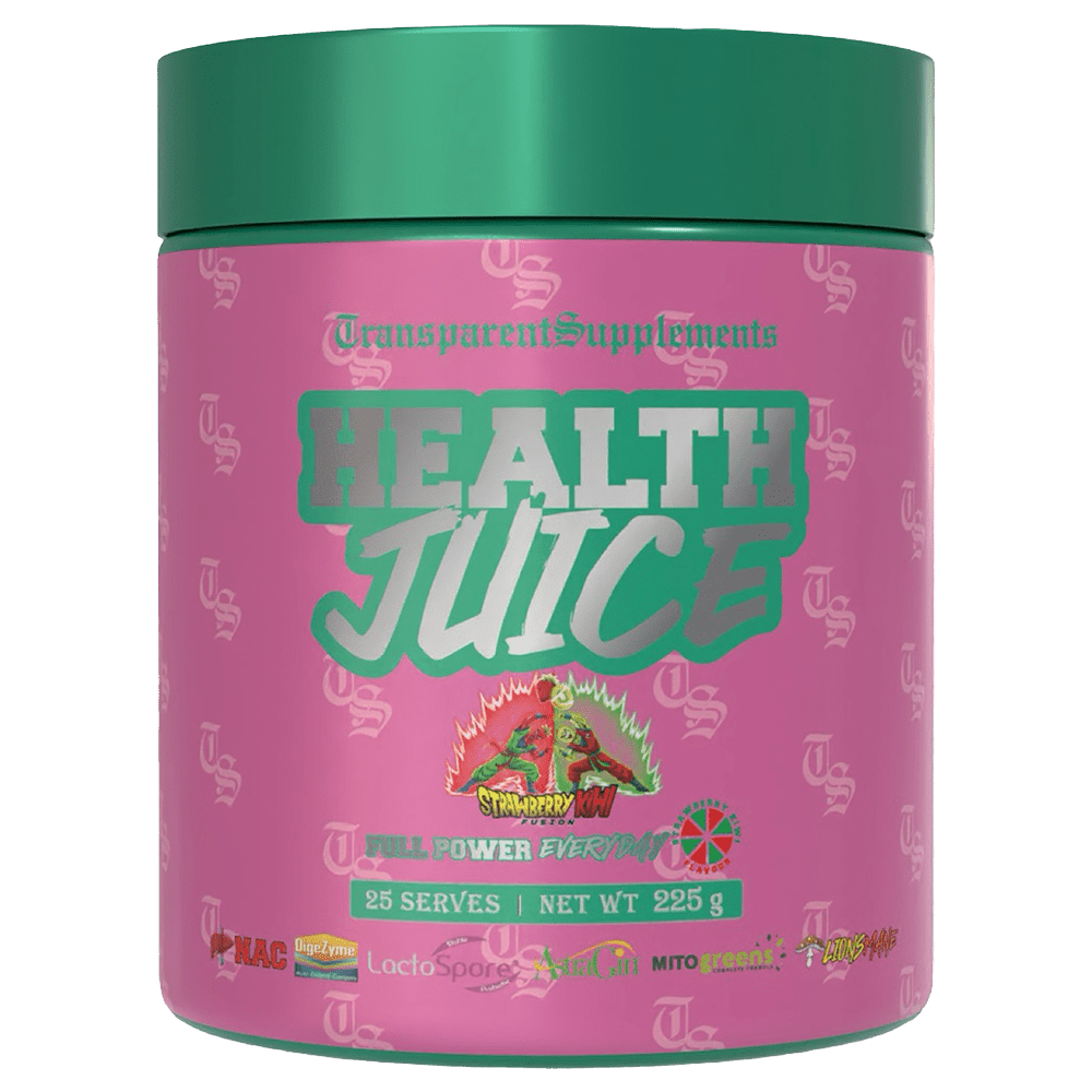 Transparent Supplements Health Juice Greens 25 Serves Strawberry Kiwi