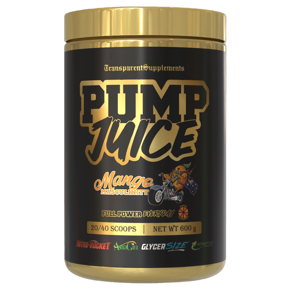 Transparent Supplements Pump Juice Pre - Workout 40 Serves Masculinity Mango