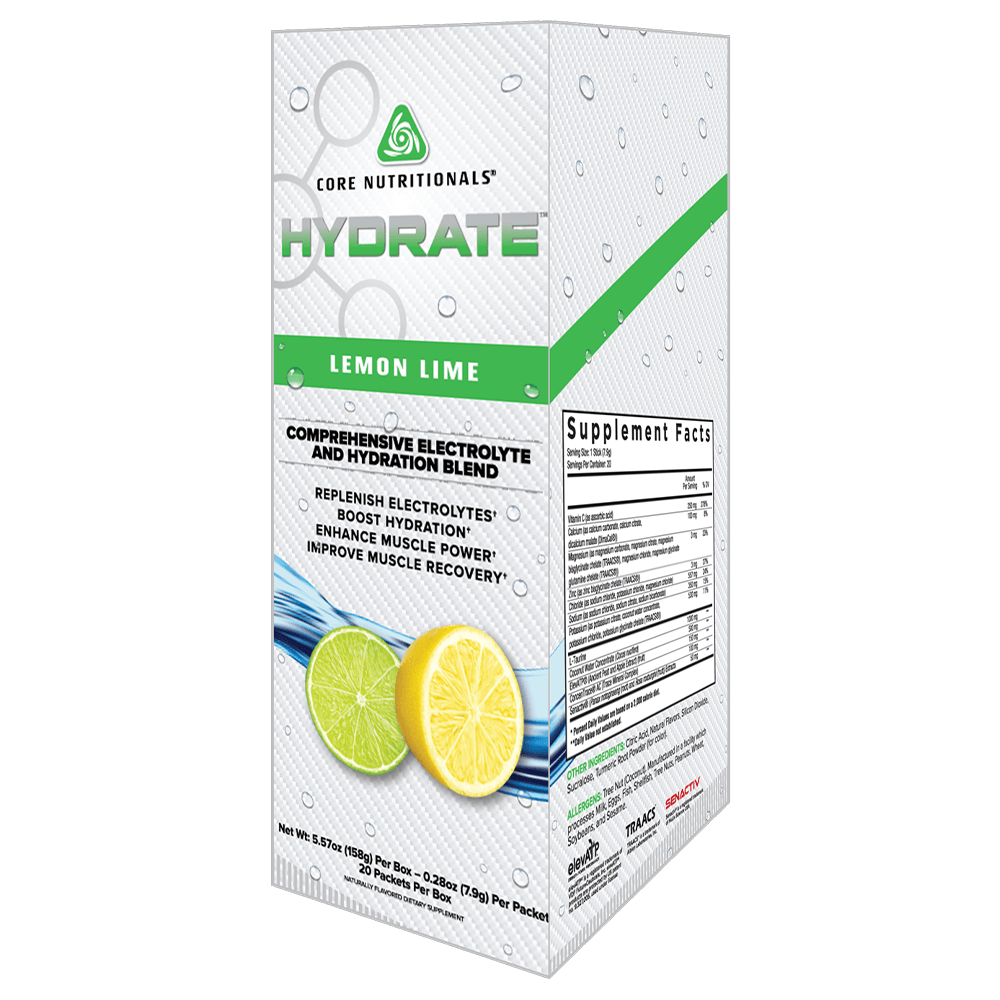 Core Nutritionals Hydrate General Health 1 Box (20 Sticks) Lemon Lime