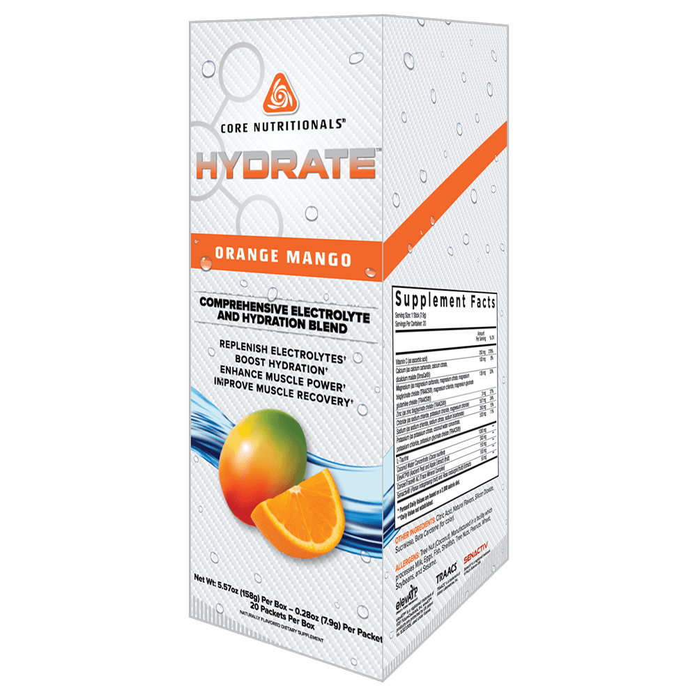 Core Nutritionals Hydrate General Health 1 Box (20 Sticks) Orange Mango