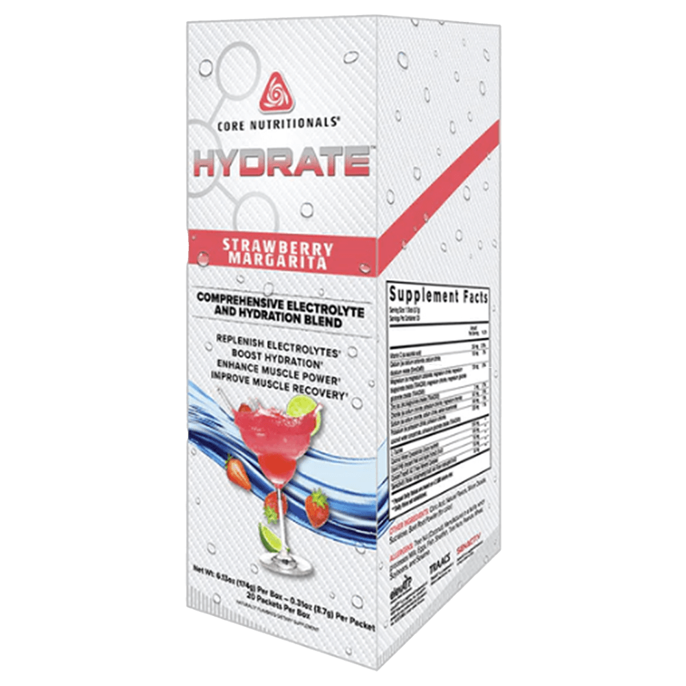 Core Nutritionals Hydrate General Health 1 Box (20 Sticks) Strawberry Margarita