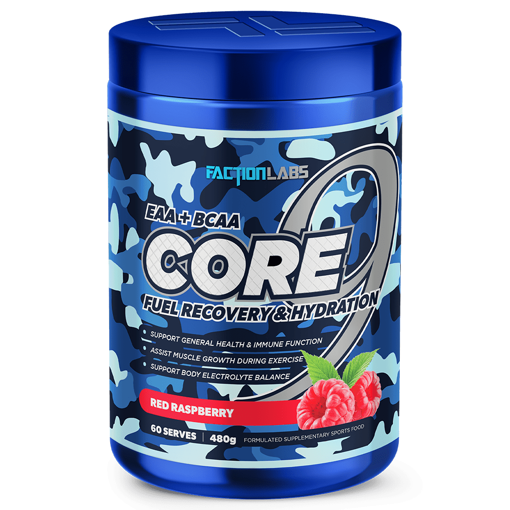 Faction Labs Core 9 EAA + BCAA Aminos 60 Serves Red Raspberry