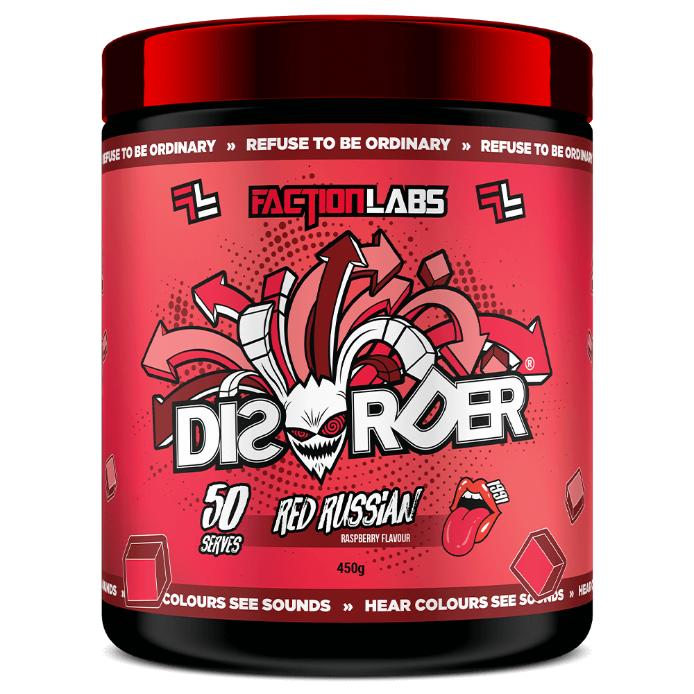 Faction Labs Disorder Pre-Workout 50 Serves Red Russian - Raspberry