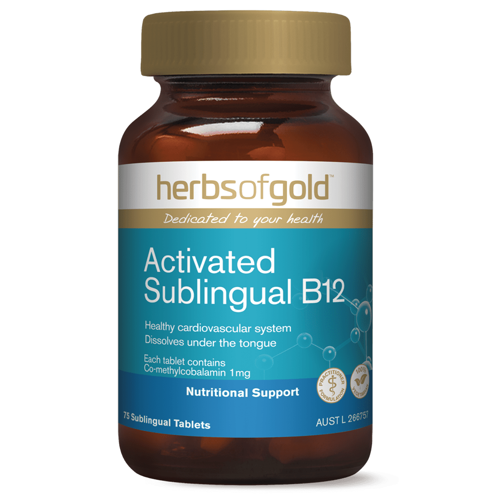 Herbs of Gold Activated Sublingual B12 Vitamins 75 Tablets