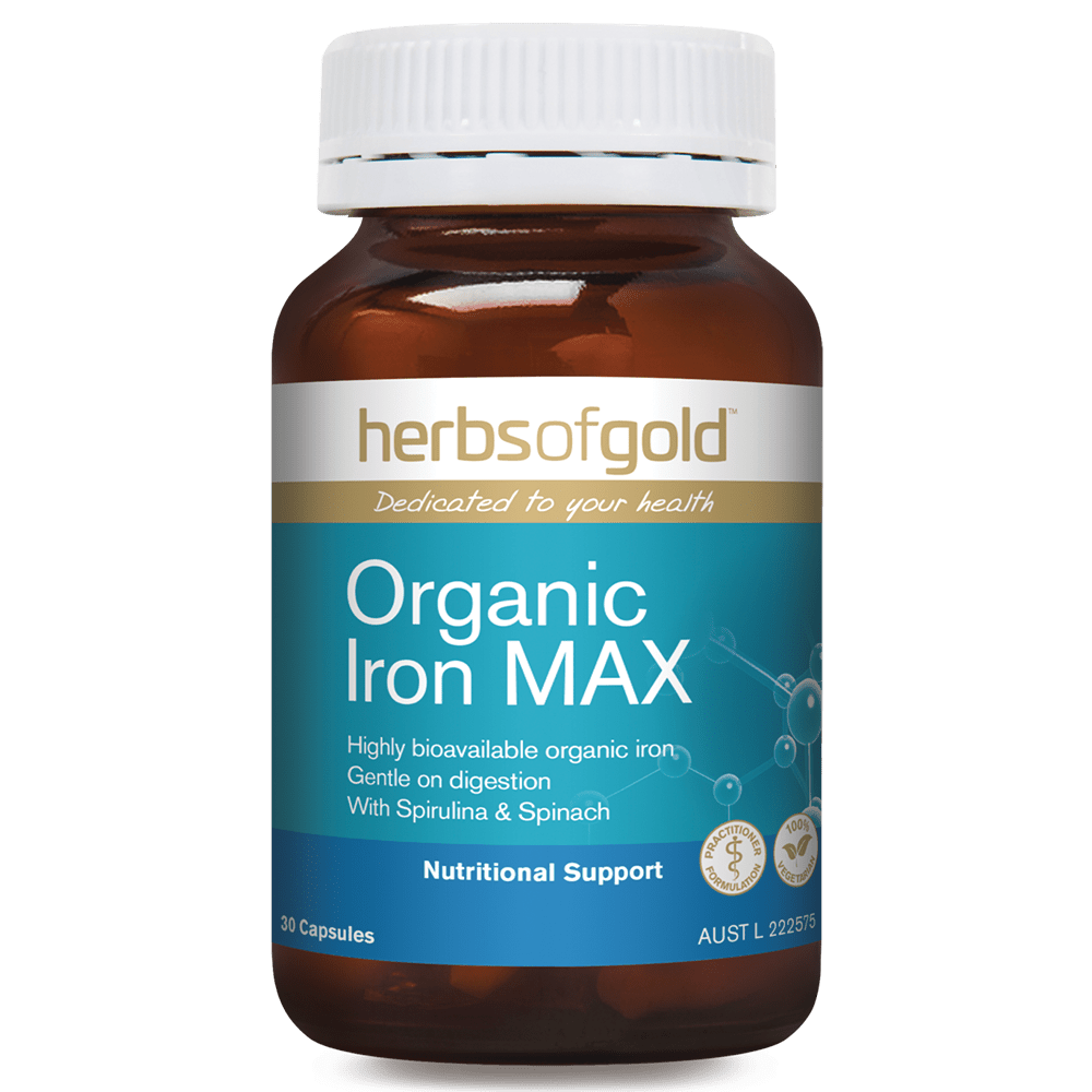 Herbs of Gold Organic Iron MAX Vitamins 30 Capsules