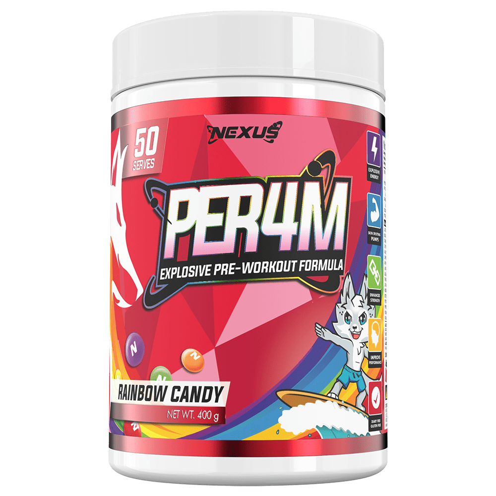 Nexus Sports Nutrition Per4m Pre-Workout 50 Serves Rainbow Candy