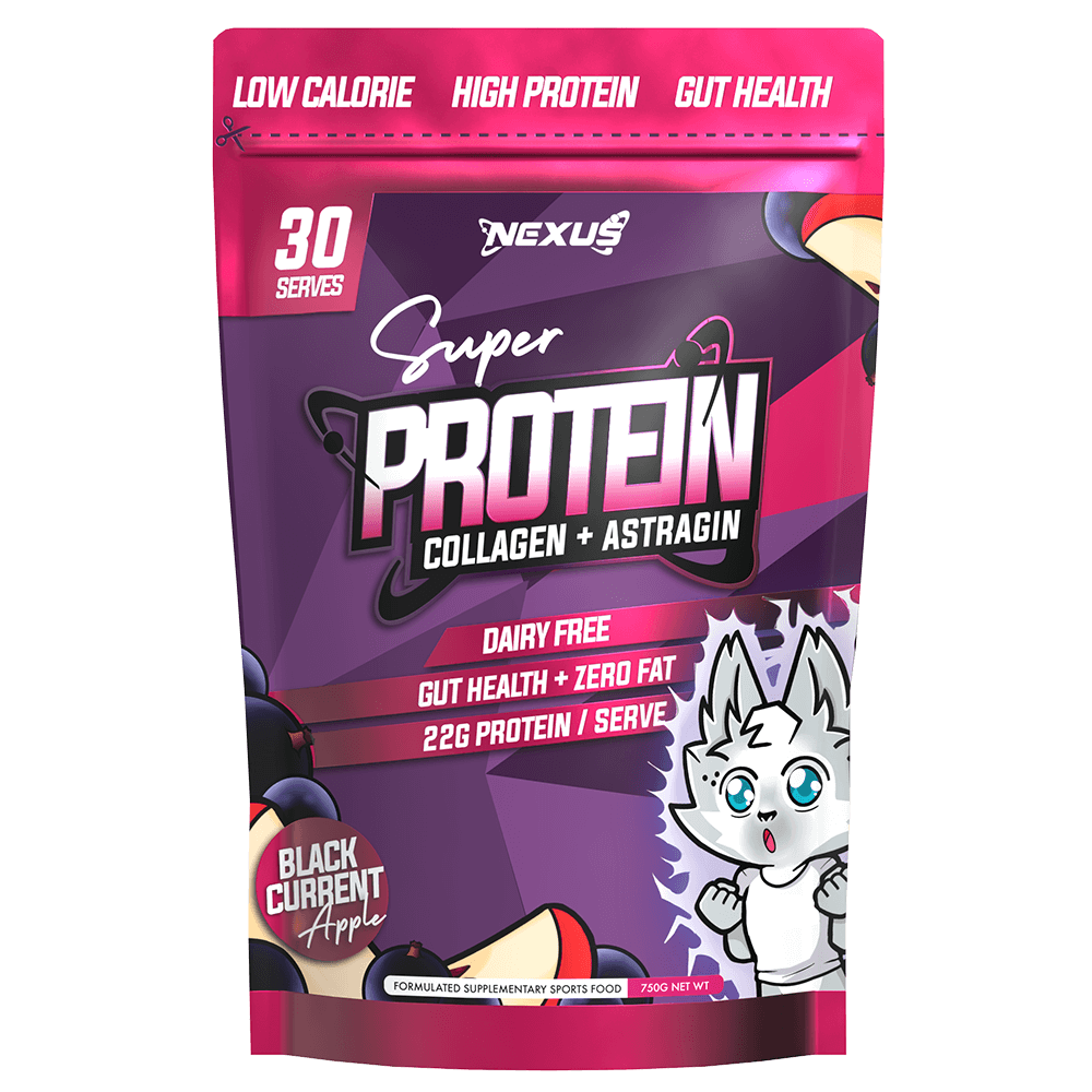 Nexus Sports Nutrition Super Protein Collagen + Astragin Protein Powder 30 Serves Blackcurrant Apple