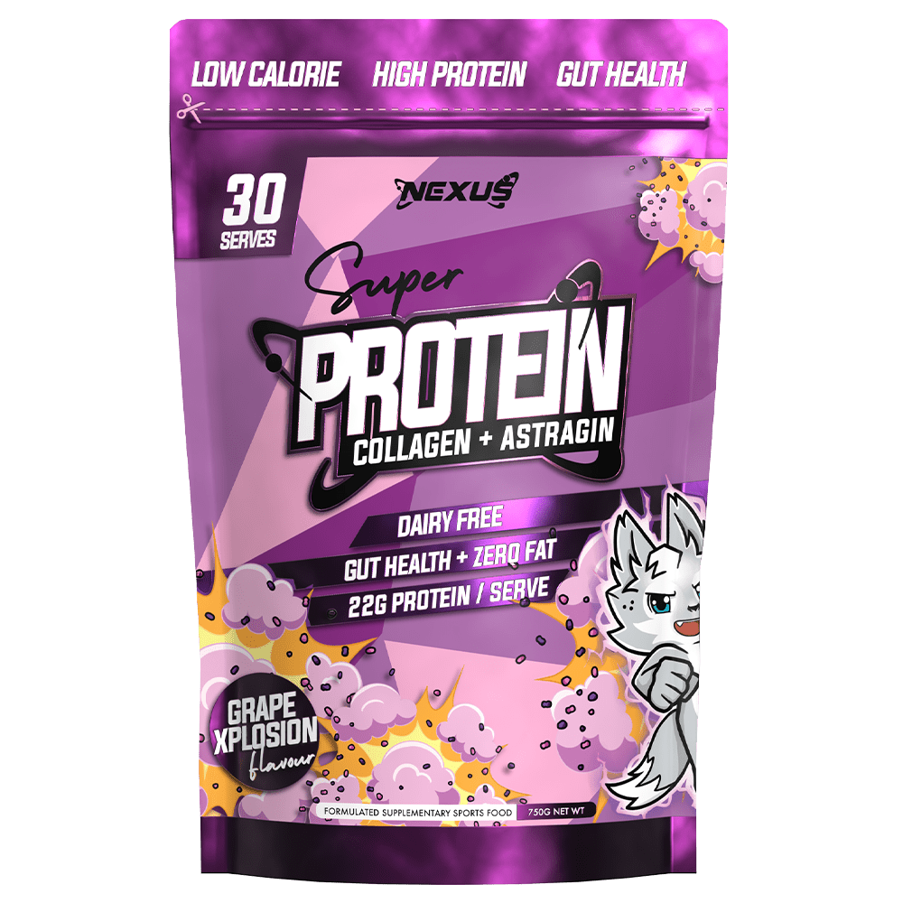 Nexus Sports Nutrition Super Protein Collagen + Astragin Protein Powder 30 Serves Grape Xplosion