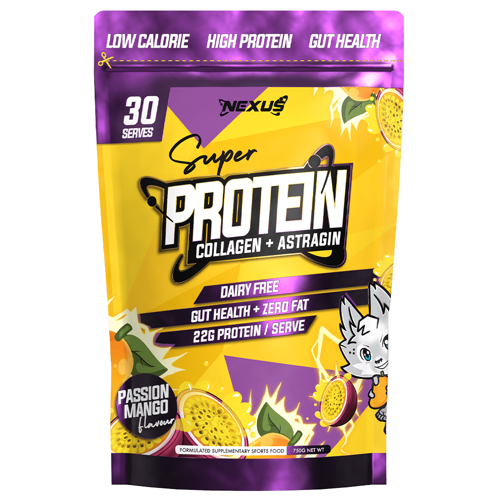 Nexus Sports Nutrition Super Protein Collagen + Astragin Protein Powder 30 Serves Passion Mango