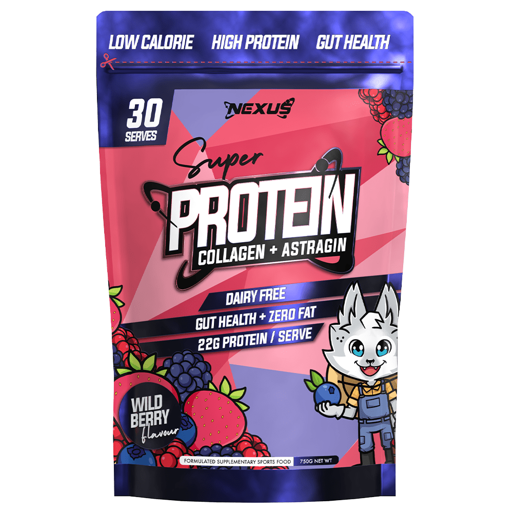 Nexus Sports Nutrition Super Protein Collagen + Astragin Protein Powder 30 Serves Wild Berry