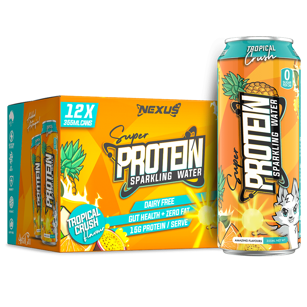 Nexus Sports Nutrition Super Protein Sparkling Water RTD Energy Drink 12/Case Tropical Crush
