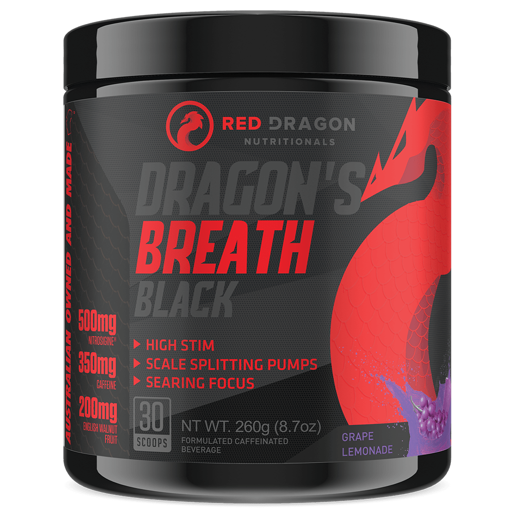 Red Dragon Nutritionals Dragons Breath Black Pre-Workout 30 Serves Grape Lemonade